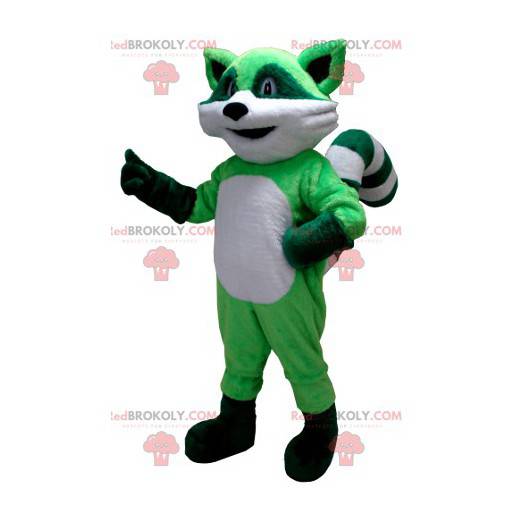 Grünes und weißes Waschbärenmaskottchen - Redbrokoly.com