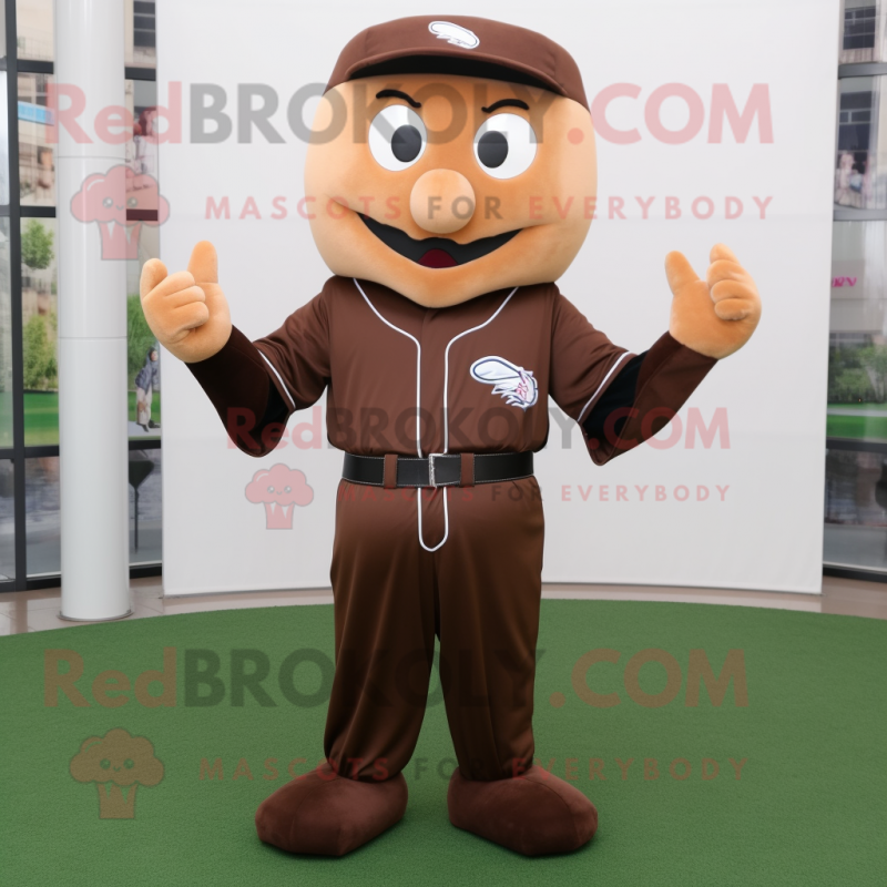 Personnage De Costume De Mascotte De Gant De Baseball Marron Habillé D 