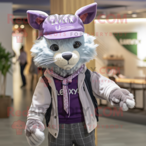 Lavendel Lynx maskot kostym...