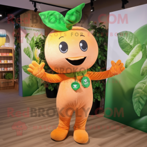 Peach Beanstalk mascot costume character dressed with a Long Sleeve Tee and Bracelets