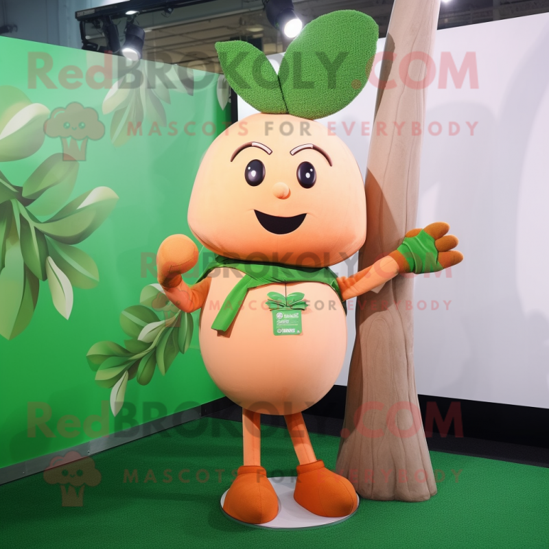 Peach Beanstalk mascot costume character dressed with a Long Sleeve Tee and Bracelets