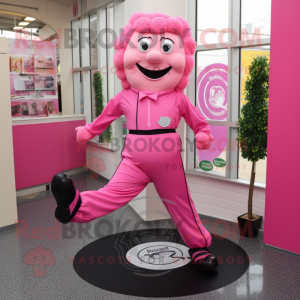 Pink Irish Dancing Shoes mascot costume character dressed with a Bodysuit and Tie pins