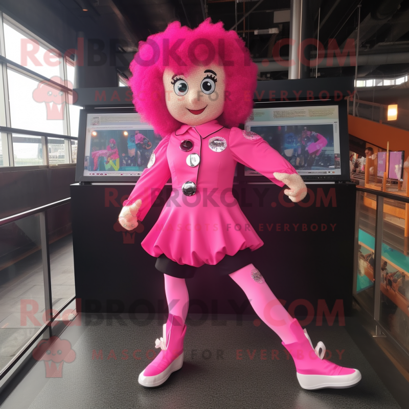 Pink Irish Dancing Shoes mascot costume character dressed with a Bodysuit and Tie pins