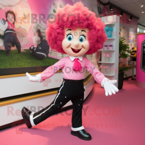 Pink Irish Dancing Shoes mascot costume character dressed with a Bodysuit and Tie pins