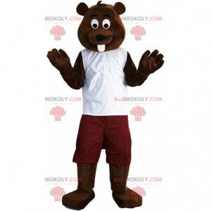 Mascotte castoro marrone vestito, costume da roditore -