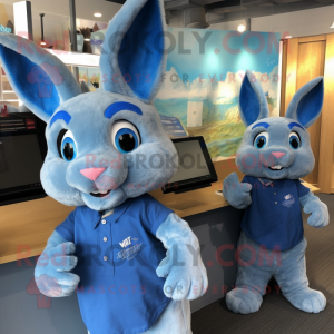 Sky Blue Wild Rabbit maskot...