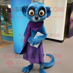 Blå Lemur maskot kostume...