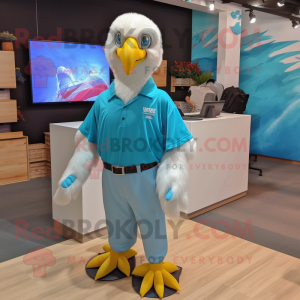 Cyan Bald Eagle maskot...