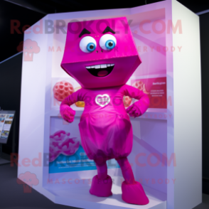 Magenta Candy Box mascot costume character dressed with a Bikini and Belts