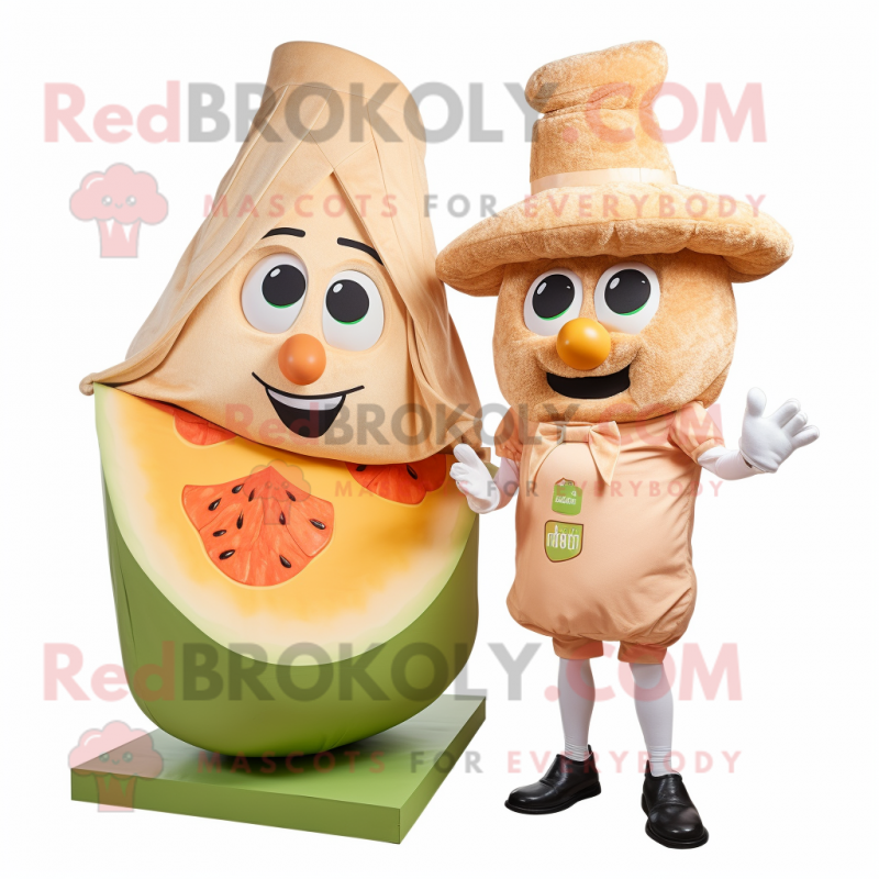 Peach Caesar Salad mascot costume character dressed with a Romper and Hats