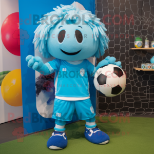 Cyan Soccer Goal maskot...