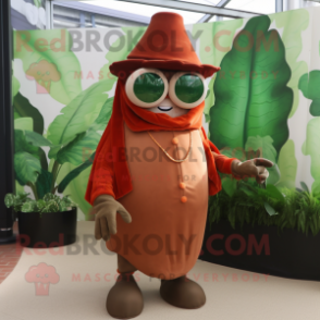 Rust Beanstalk mascot costume character dressed with a Cover-up and Sunglasses