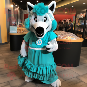 Turquoise Say Wolf mascotte...