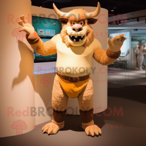 Beige Minotaur maskot drakt...