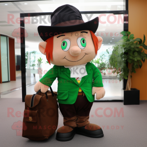 nan Leprechaun mascot costume character dressed with a Blazer and Tote bags