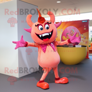 Peach Devil maskot kostym...