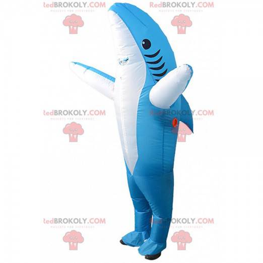bladerdeeg Bloody Meesterschap Mascotte opblaasbare blauwe haai, kostuum Besnoeiing L (175-180 cm)
