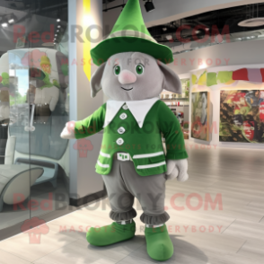 Gray Leprechaun mascot costume character dressed with a Playsuit and Keychains