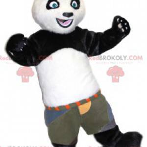 Svart og hvit panda maskot med khaki shorts - Redbrokoly.com