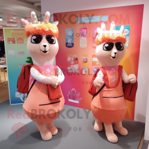 Peach Llama maskot drakt...