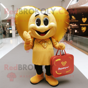 Gold Heart maskot kostym...