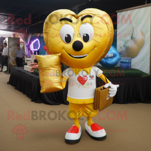 Gold Heart mascotte kostuum...