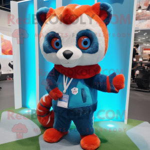 Sky Blue Red Panda maskot...