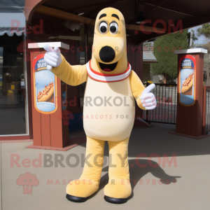 Cream Hot Dog maskot drakt...