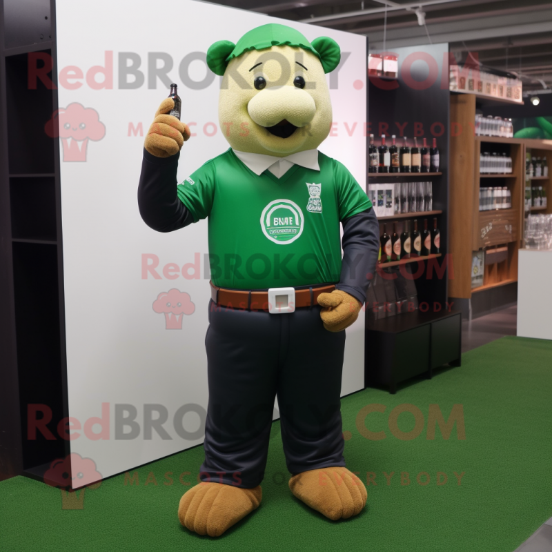 Forest Green Green Beer mascot costume character dressed with a Polo Tee and Pocket squares