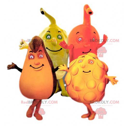 Quarteto de mascotes de frutas coloridas e Cortar L (175-180CM)