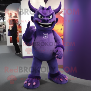 Purple Devil maskot kostym...