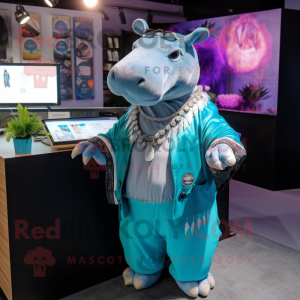 Cyan Tapir maskot drakt...