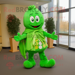 Lime Green Bunch Of Shamrocks mascot costume character dressed with a Dress Pants and Scarves