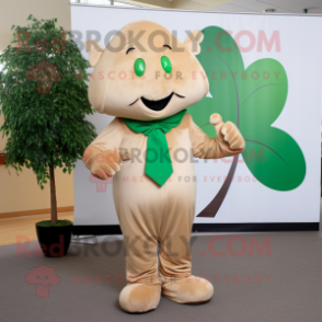 Tan Bunch Of Shamrocks mascot costume character dressed with a Suit Pants and Gloves