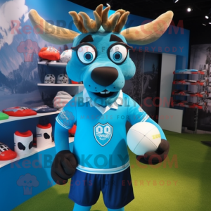 Cyan Deer maskot kostume...