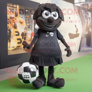 Sort fodbold maskot kostume...