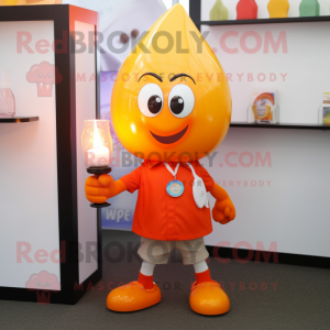 Orange Scented Candle mascot costume character dressed with a Poplin Shirt and Keychains