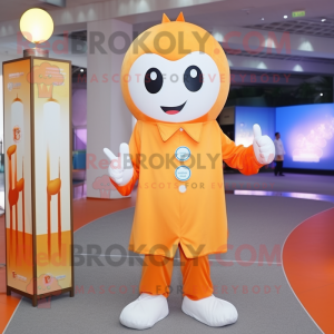 Orange Scented Candle mascot costume character dressed with a Poplin Shirt and Keychains