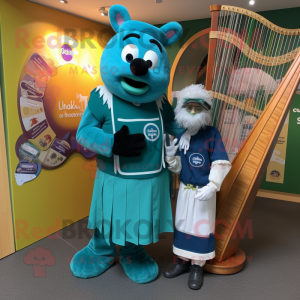 Blågrøn Celtic Harpe maskot...