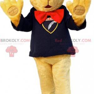 Teddy Bear maskot med sin vakre marine genser - Redbrokoly.com