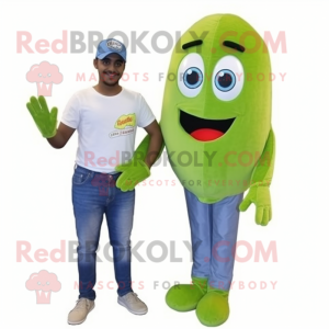 Olive Aglet mascot costume character dressed with a Jeans and Keychains