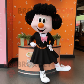 Peach Irish Dancing Shoes mascot costume character dressed with a Tuxedo and Necklaces