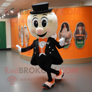 Peach Irish Dancing Shoes mascot costume character dressed with a Tuxedo and Necklaces