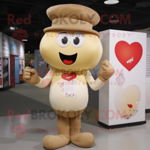 Beige Heart mascot costume character dressed with a Leggings and Hats