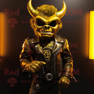 Gold Demon maskot kostume...