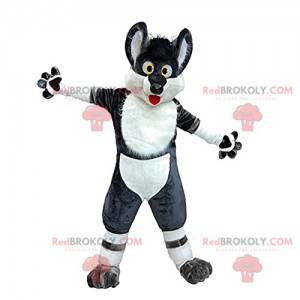 Mascota lobo blanco y negro loco y divertido - Redbrokoly.com