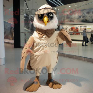 Beige Hawk maskot kostym...