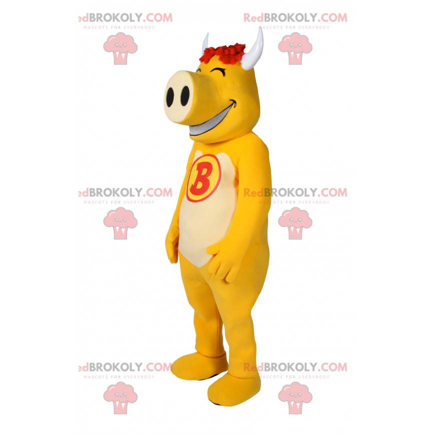 Mascotte De Cochon Jaune Tres Drole Animaux De Taille L 175 180 Cm