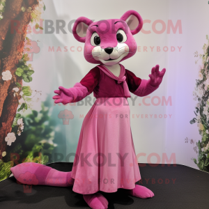 Rosa Marten maskot kostym...