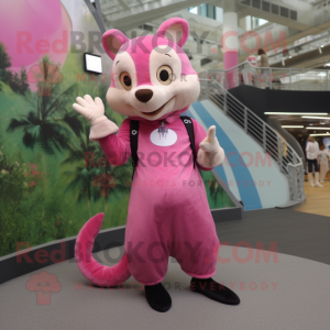 Pink Marten maskot kostume...